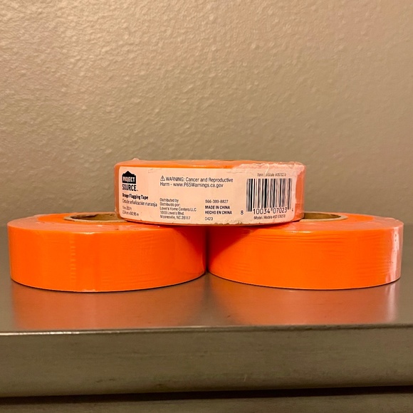 Presco Orange Flagging Tape-1-in x 200 ft-3 Rolls - Picture 1 of 3